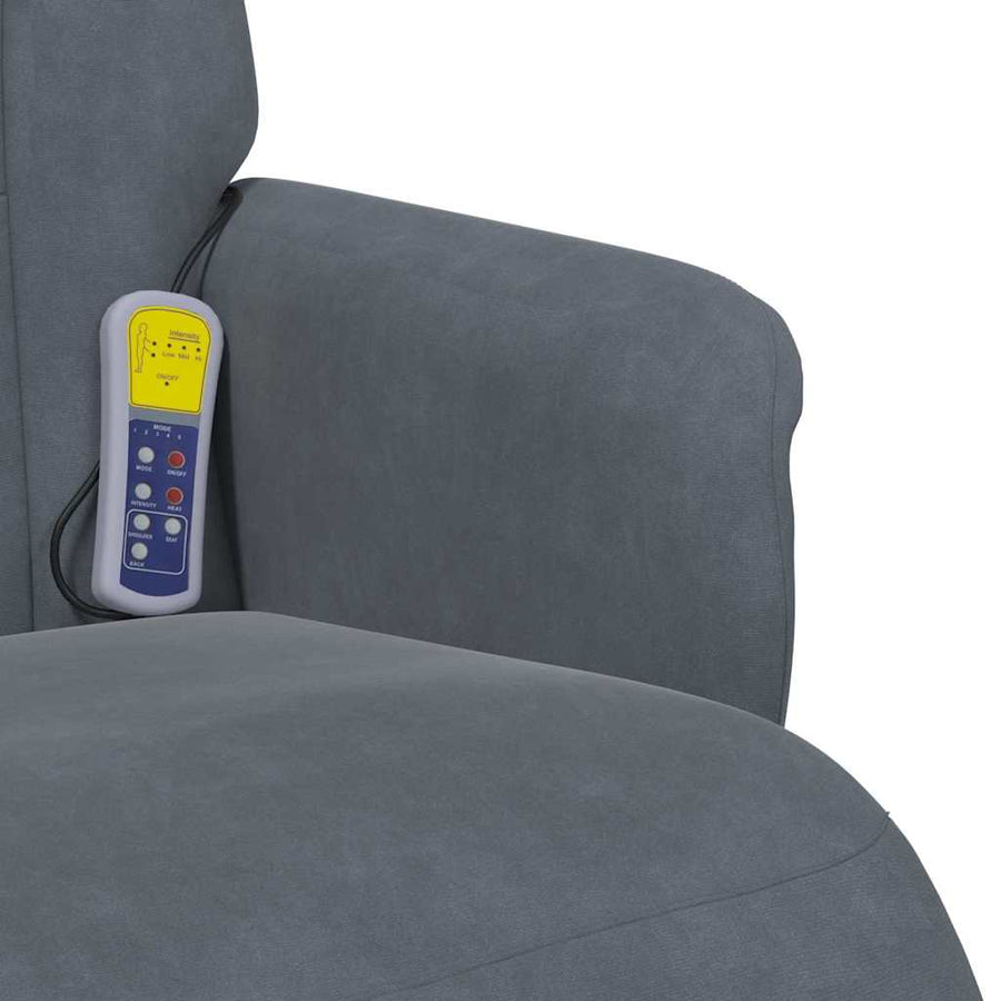 Massage Recliner Stoel Donkergrijs 91 x 71 x 105.5 cm Fluweel