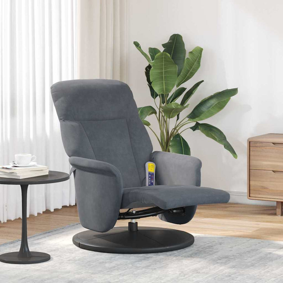 Massage Recliner Stoel Donkergrijs 91 x 71 x 105.5 cm Fluweel