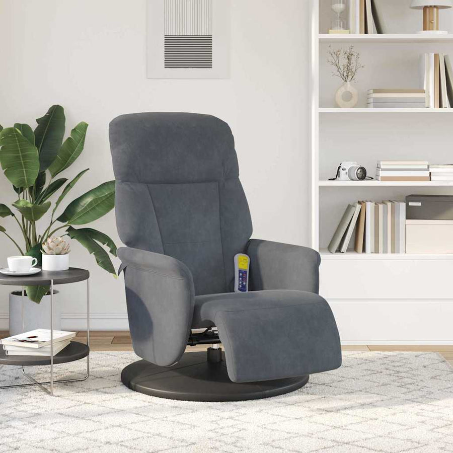 Massage Recliner Stoel Donkergrijs 91 x 71 x 105.5 cm Fluweel