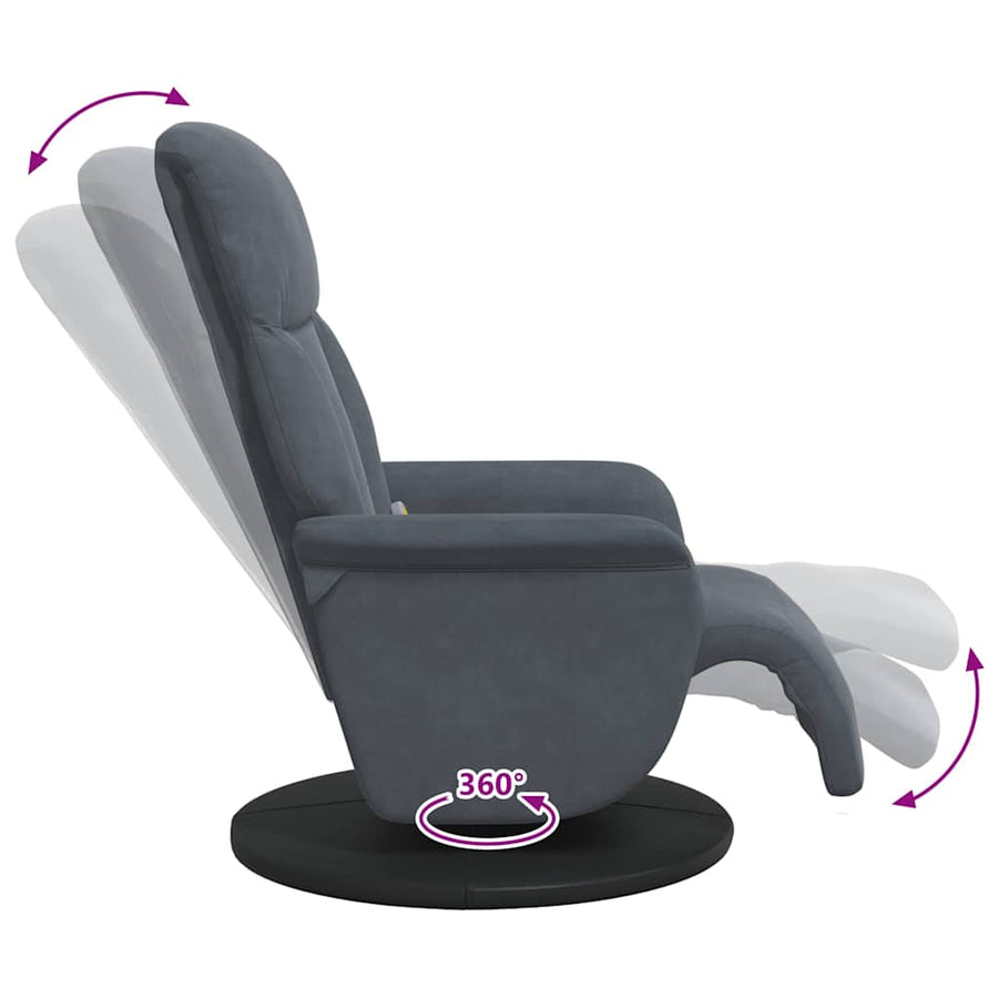 Massage Recliner Stoel Donkergrijs 91 x 71 x 105.5 cm Fluweel