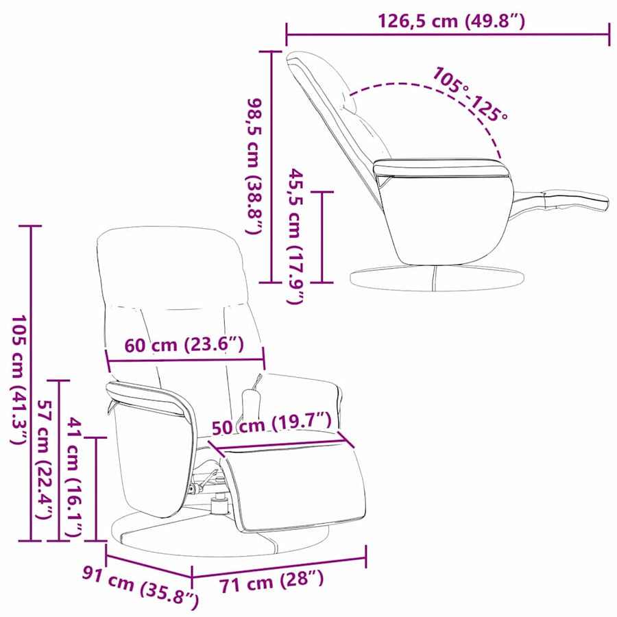 Massage Recliner Stoel Zwart 91 x 71 x 105.5 cm Fluweel