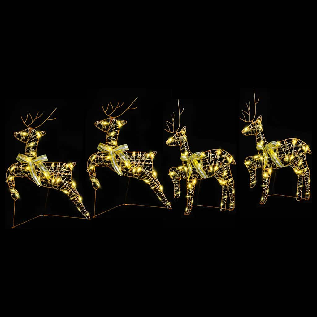 LED Rendieren met 80 LED 4 pcs Goud 64 x 42 x 15 cm PET