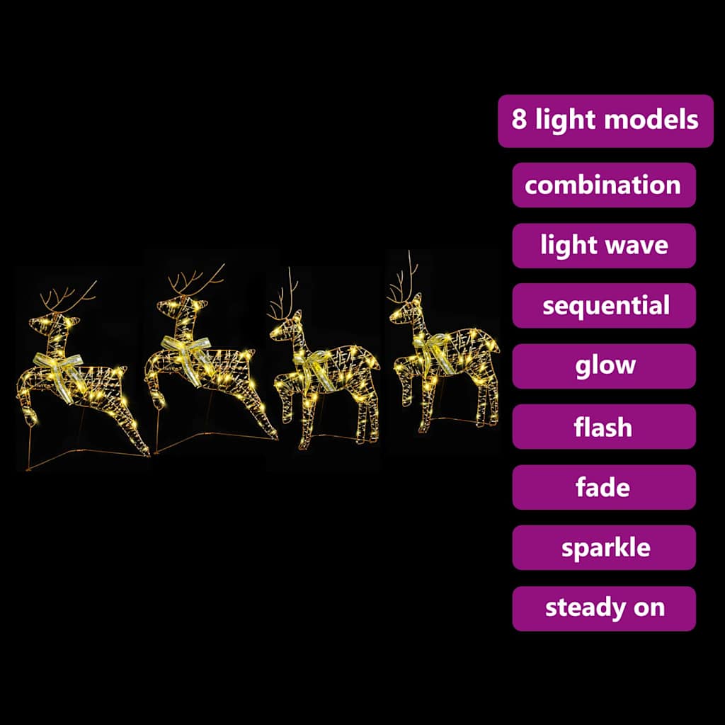 LED Rendieren met 80 LED 4 pcs Goud 64 x 42 x 15 cm PET
