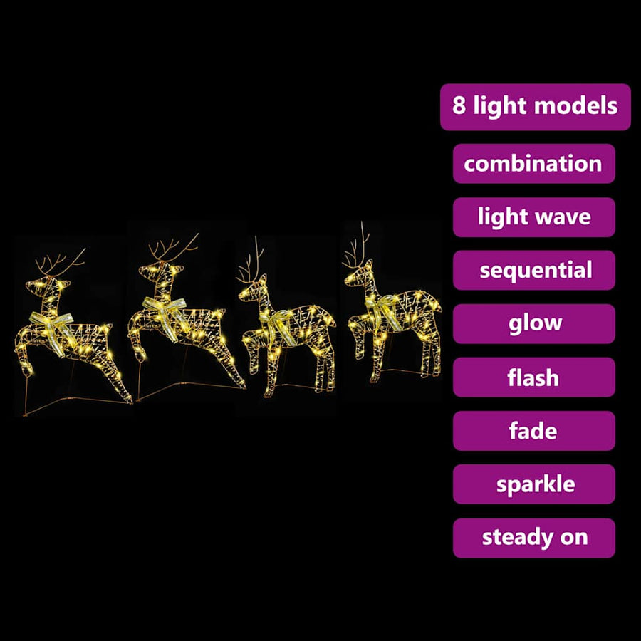 LED Rendieren met 80 LED 4 pcs Goud 64 x 42 x 15 cm PET