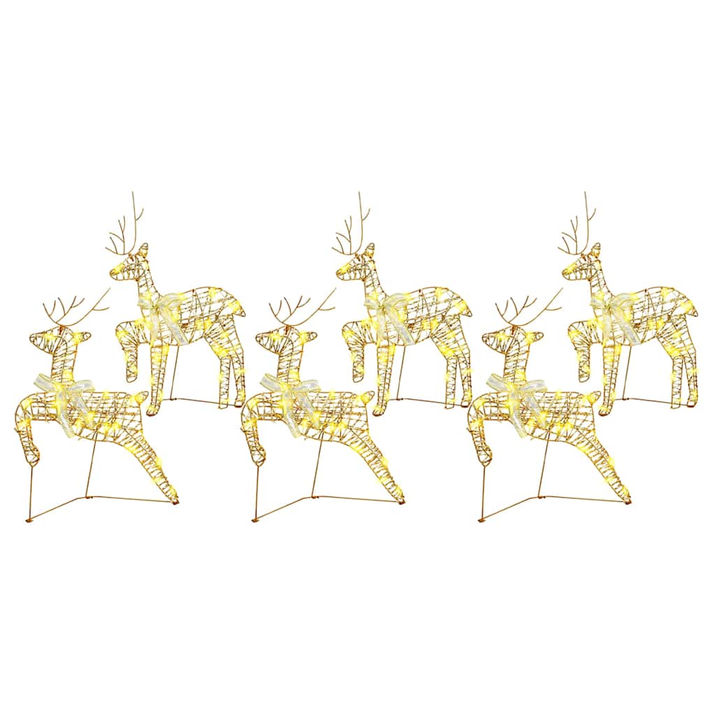 LED Rendieren met 180 LED 6 pcs Goud 64 x 42 x 15 cm PET
