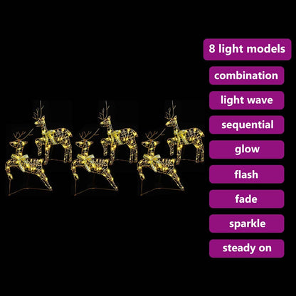 LED Rendieren met 180 LED 6 pcs Goud 64 x 42 x 15 cm PET