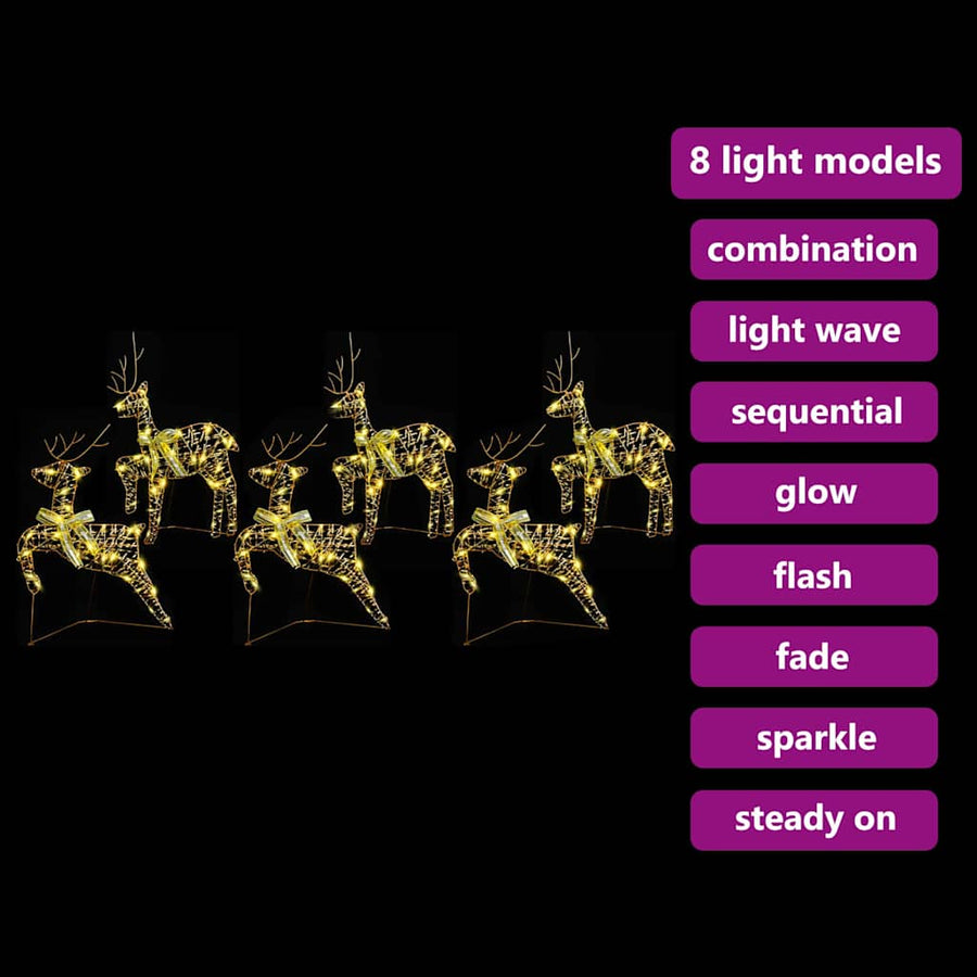 LED Rendieren met 180 LED 6 pcs Goud 64 x 42 x 15 cm PET