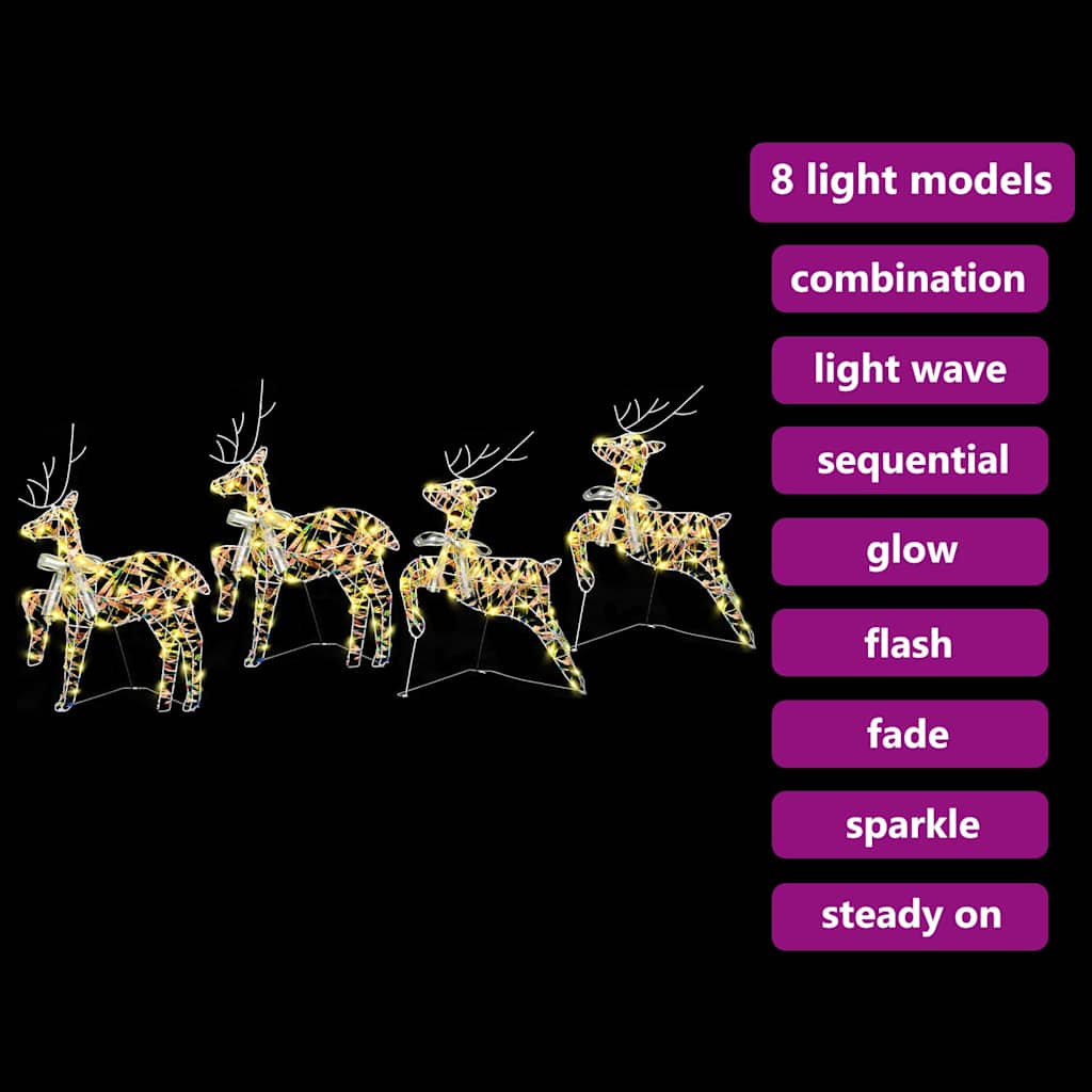 LED Rendieren 4 st 80 LED's Multikleur 44 x 18 x 65,5 cm PET