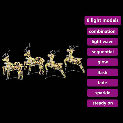 LED Rendieren 4 st 80 LED's Multikleur 44 x 18 x 65,5 cm PET