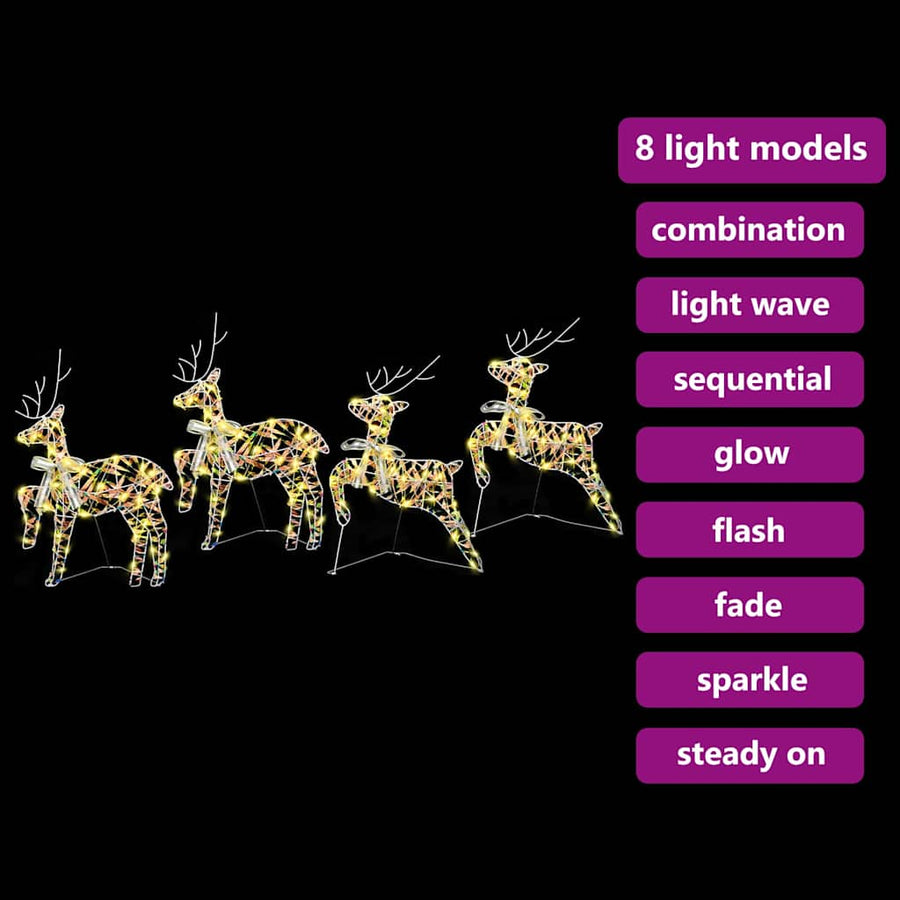 LED Rendieren 4 st 80 LED's Multikleur 44 x 18 x 65,5 cm PET