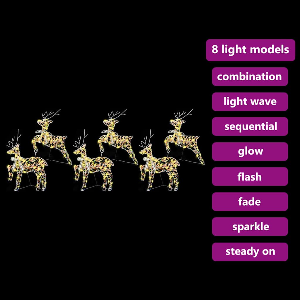 LED Rendieren 6 st 180 LED's Multikleur 44 x 18 x 65,5 cm PET