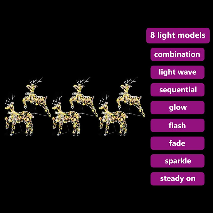 LED Rendieren 6 st 180 LED's Multikleur 44 x 18 x 65,5 cm PET