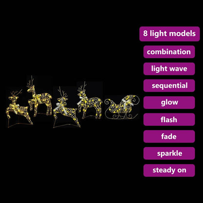 LED Rendieren met 40 LED 5 pcs Goud PET