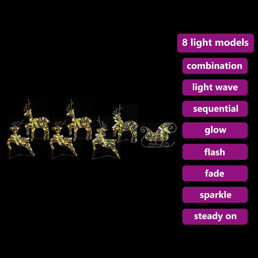 LED Rendieren met 40 LED 7 pcs Goud PET