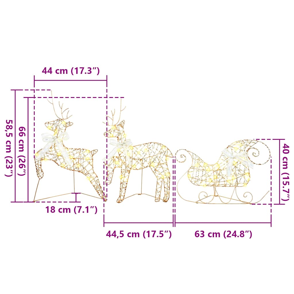 LED Rendieren met 40 LED 7 pcs Goud PET