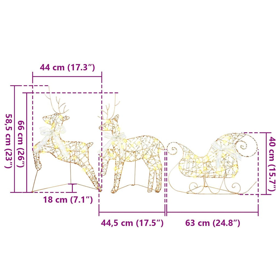 LED Rendieren met 40 LED 7 pcs Goud PET