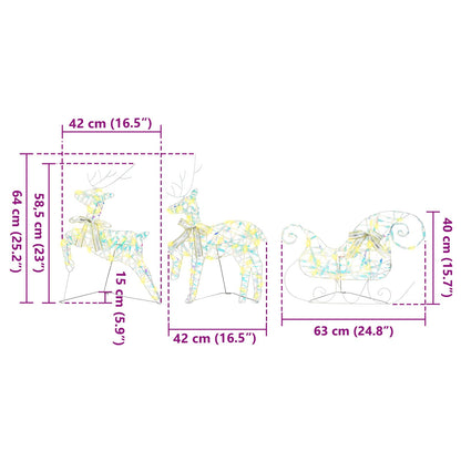 LED Rendieren 7 st 40 LED's Multikleur 42 x 15 x 64 cm PET