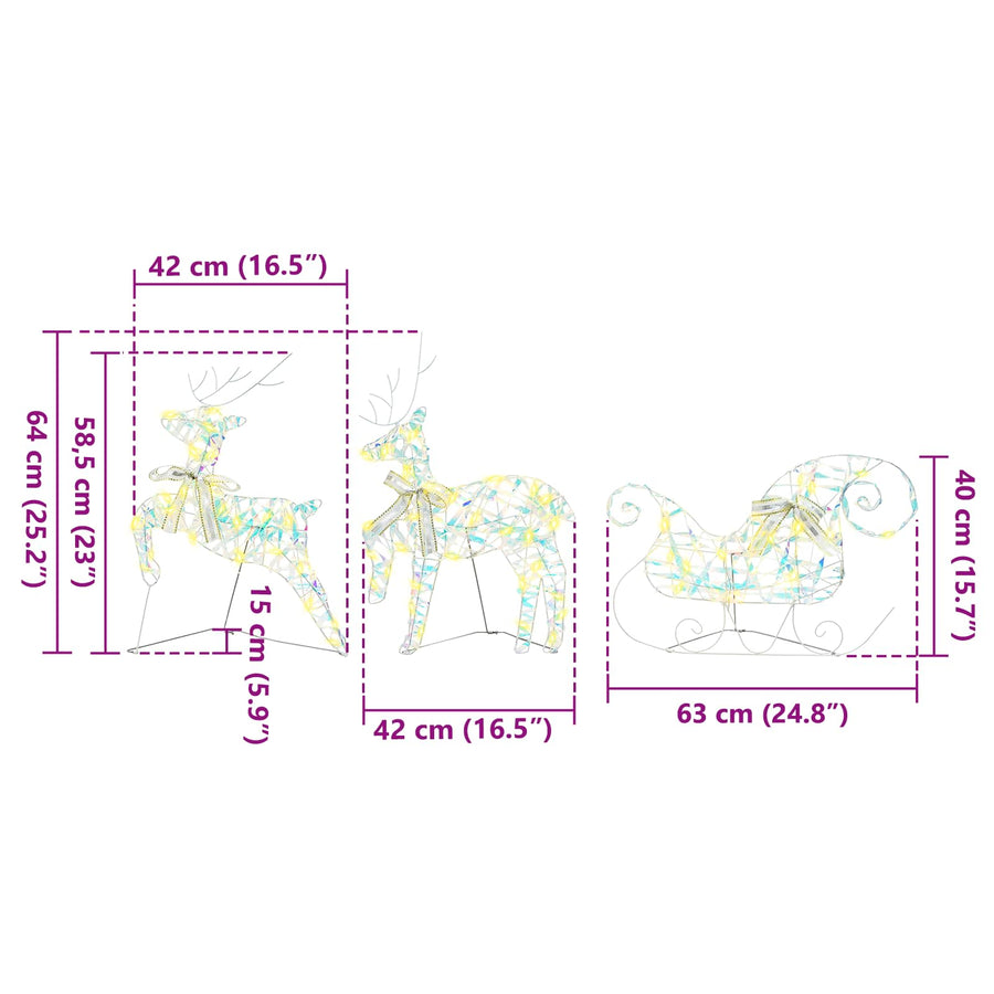 LED Rendieren 7 st 40 LED's Multikleur 42 x 15 x 64 cm PET