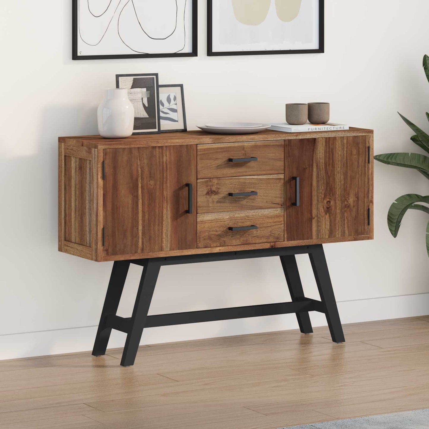 TV-standaard met lade Bruin 110 x 30 x 75 cm Massief Teakhout