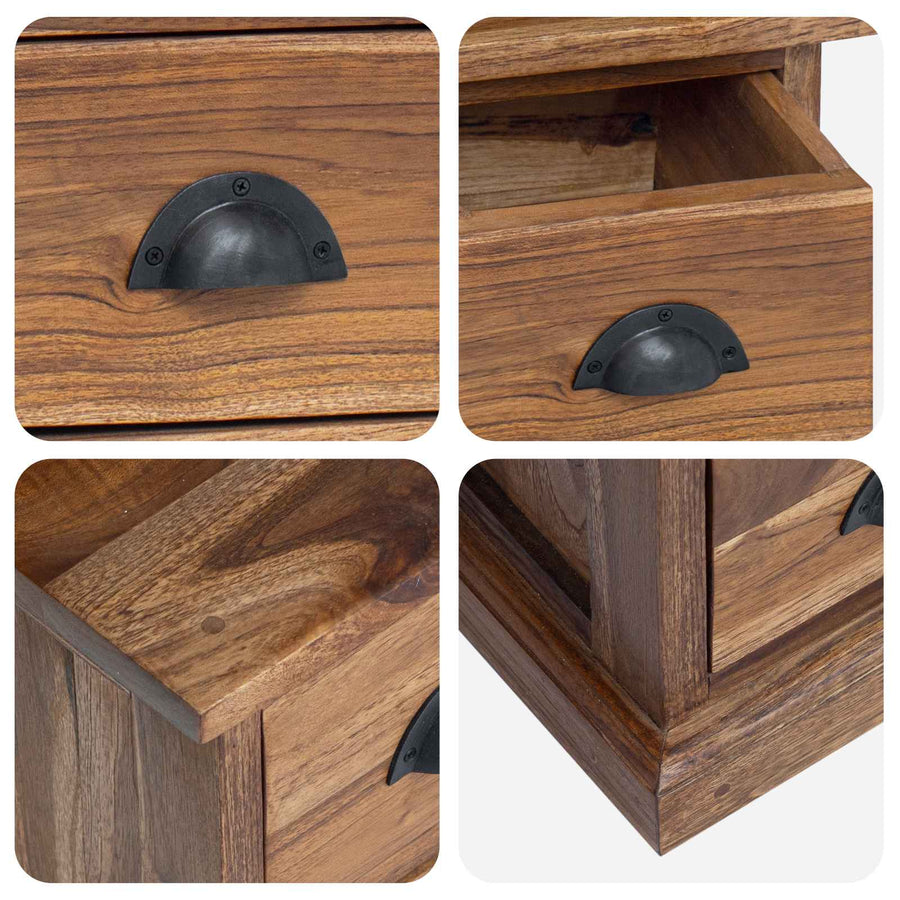 TV-standaard met lade Bruin 110 x 30 x 40 cm Massief Teakhout