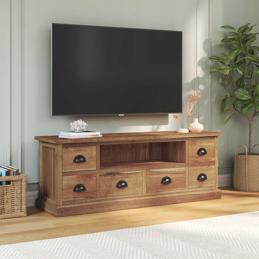 TV-standaard met lade Bruin 110 x 30 x 40 cm Massief Teakhout