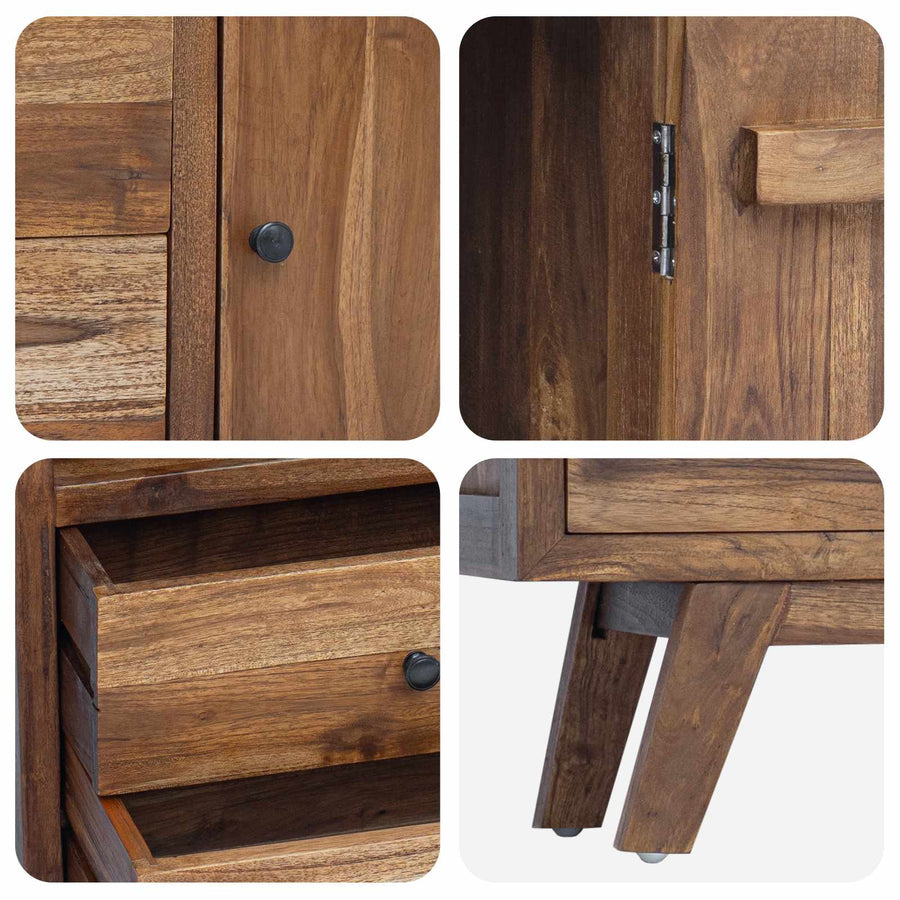 Dressoir met lade Bruin 100 x 30 x 68 cm Massief Teakhout