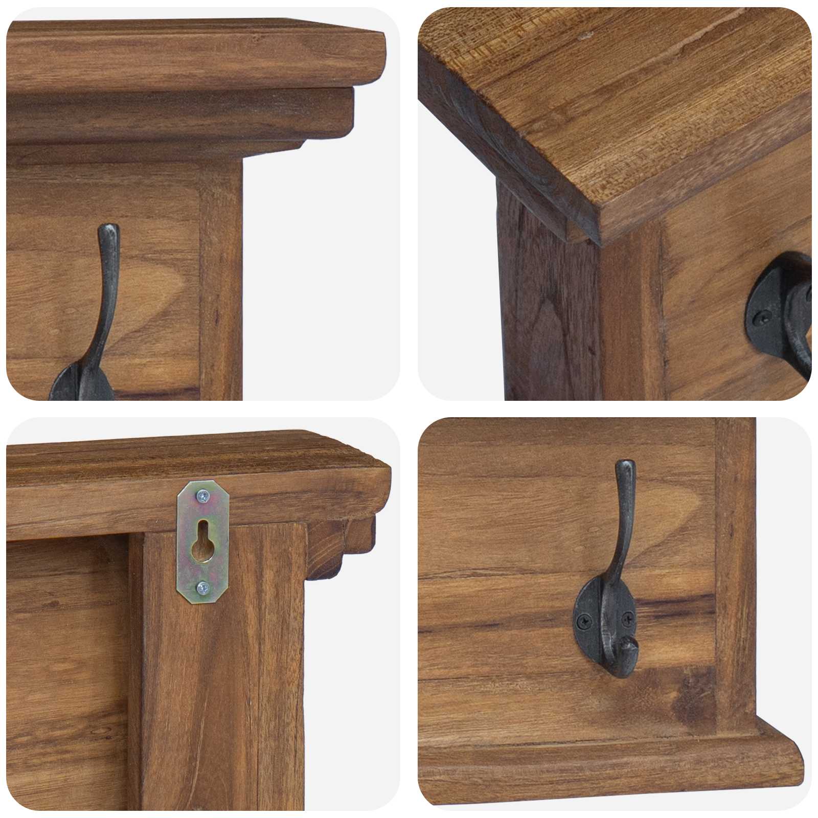 Wand gemonteerde kapstok Wandgemonteerd Naturel 70 x 10 x 20 cm