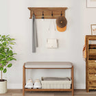 Wandkapstok 70x10x20 cm massief teakhout