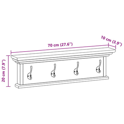 Wand gemonteerde kapstok Wandgemonteerd Naturel 70 x 10 x 20 cm