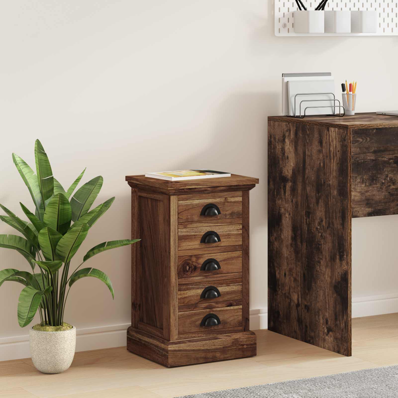 Ladekast met lade Bruin 35,5 x 29,5 x 60 cm Massief Teakhout
