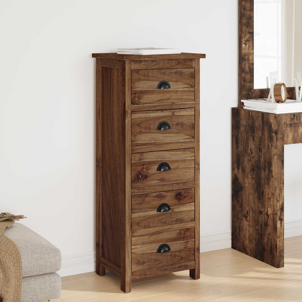 Ladekast met lade Bruin 45 x 35 x 110 cm Massief Teakhout