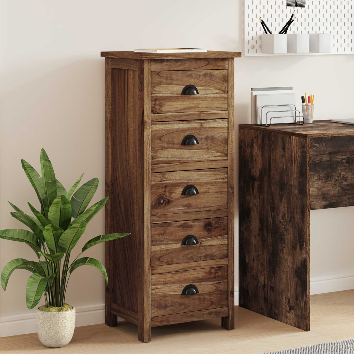 Ladekast met lade Bruin 45 x 35 x 110 cm Massief Teakhout