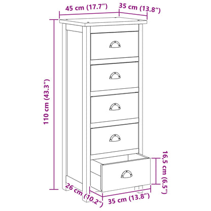 Ladekast met lade Bruin 45 x 35 x 110 cm Massief Teakhout