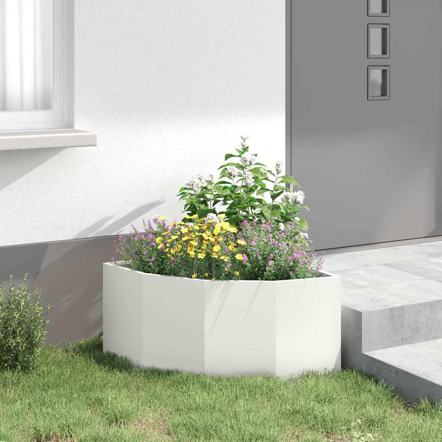 Hoek Plantbak Wit 60 x 60 x 35 cm Staal
