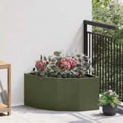 Hoek plantenbak 60x60x35 cm staal olijfgroen