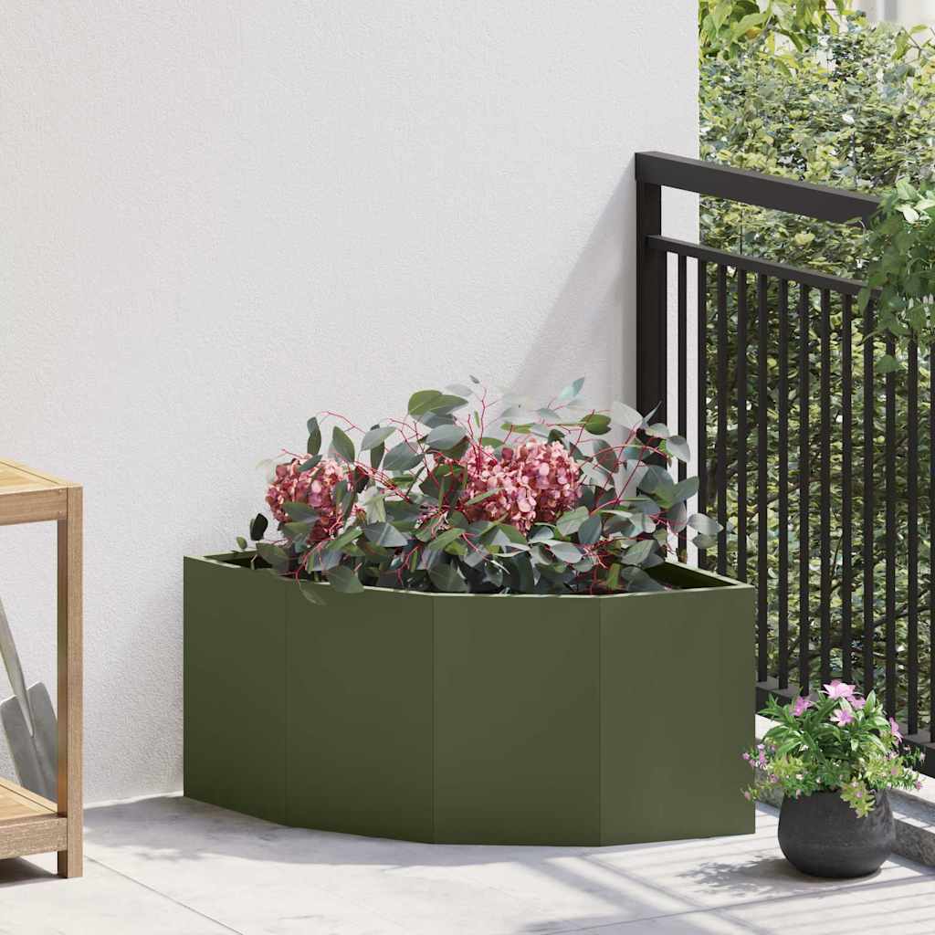 Hoek Plantbak Olijfgroen 60 x 60 x 35 cm Staal