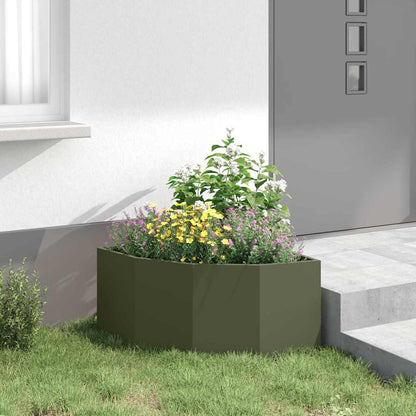 Hoek Plantbak Olijfgroen 60 x 60 x 35 cm Staal