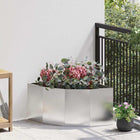 Hoek plantenbak 60x60x35 cm roestvrij staal zilver