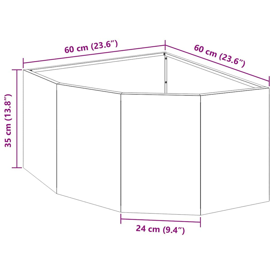 Hoek Plantbak Zilver 60 x 60 x 35 cm Gegalvaniseerd staal