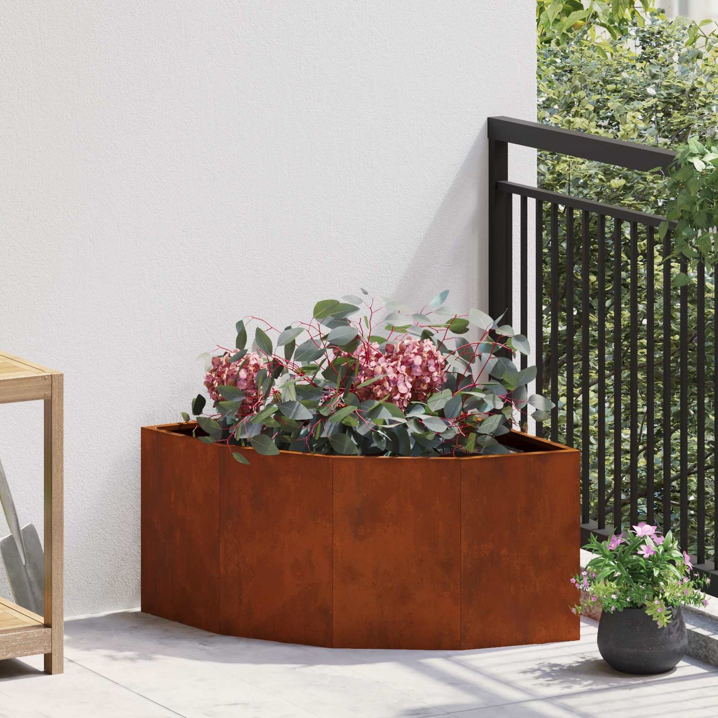 Hoek Plantbak Roestig 60 x 60 x 35 cm
