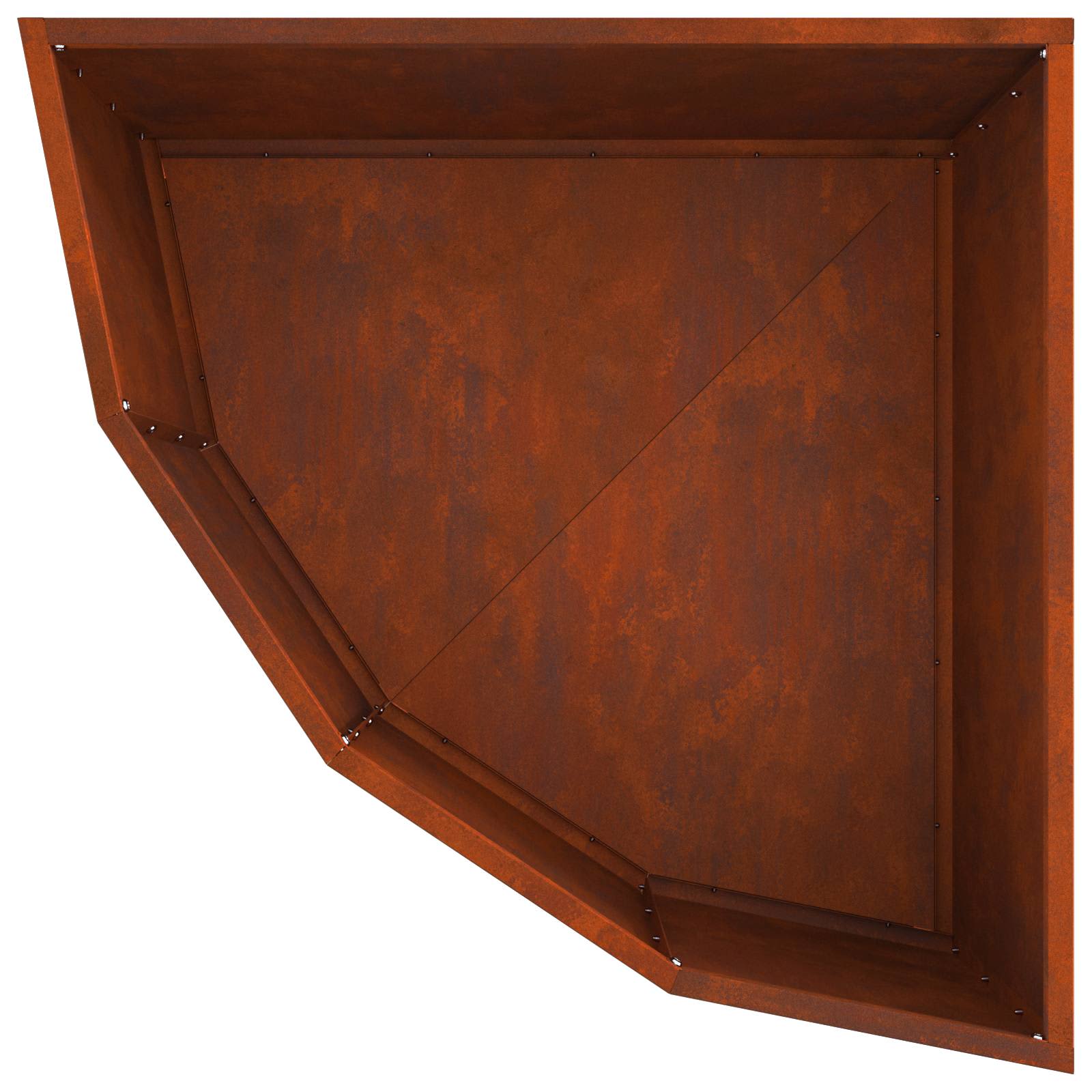 Hoek Plantbak Roestig 60 x 60 x 35 cm