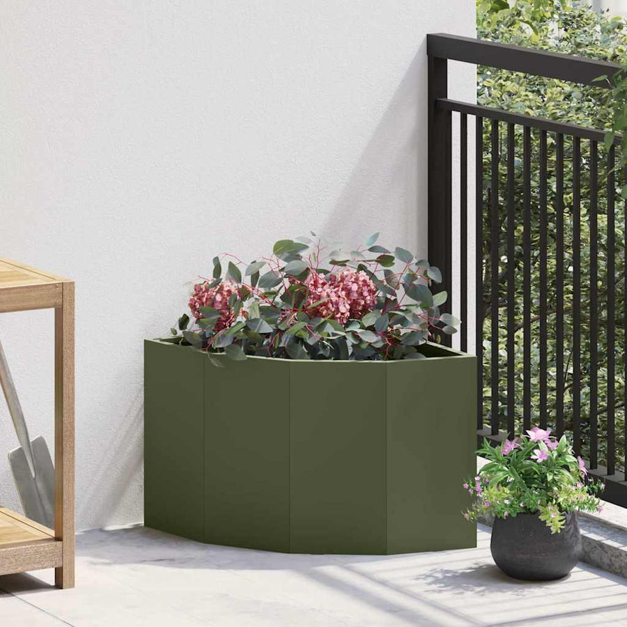 Hoek Plantbak Olijfgroen 45 x 45 x 35 cm Staal