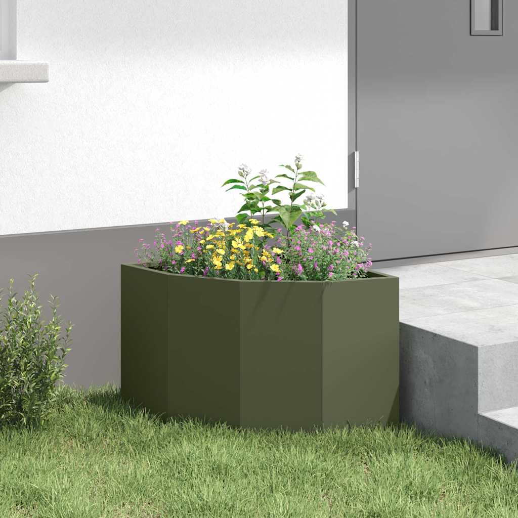 Hoek Plantbak Olijfgroen 45 x 45 x 35 cm Staal