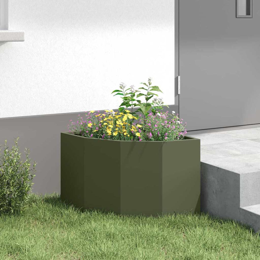 Hoek Plantbak Olijfgroen 45 x 45 x 35 cm Staal