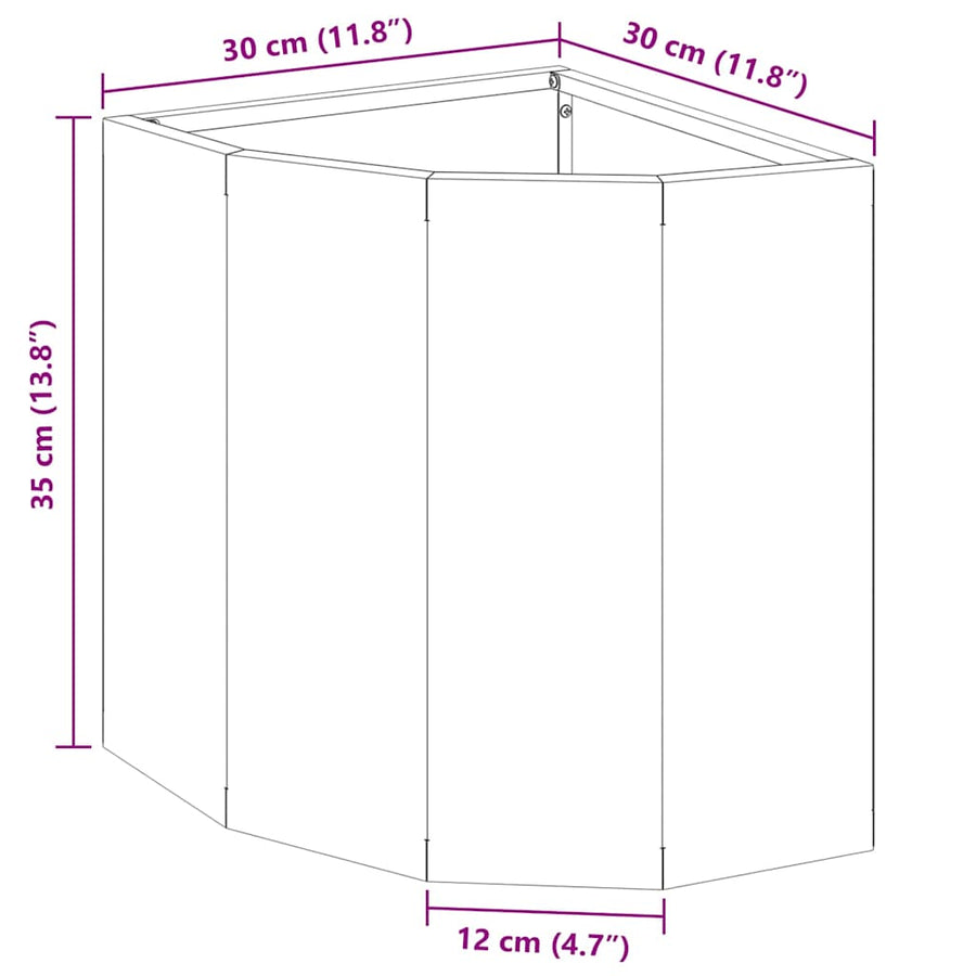 Hoek Plantbak Antraciet 30 x 30 x 35 cm Staal