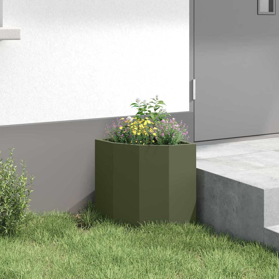 Hoek Plantbak Olijfgroen 30 x 30 x 35 cm Staal