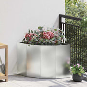 Hoekplantbak 60x60x50 cm gegalvaniseerd staal zilver