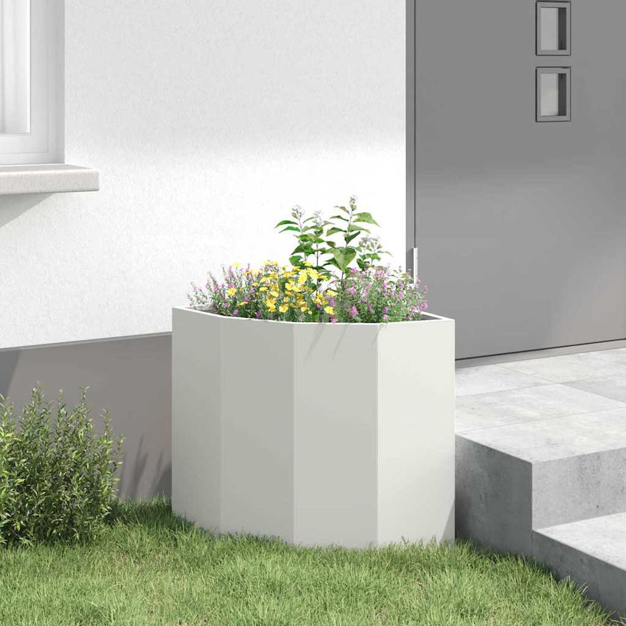 Hoek Plantbak Wit 45 x 45 x 50 cm Staal