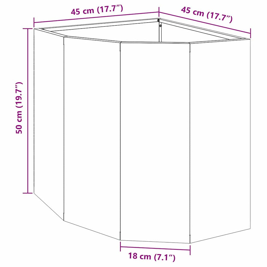 Hoek Plantbak Wit 45 x 45 x 50 cm Staal