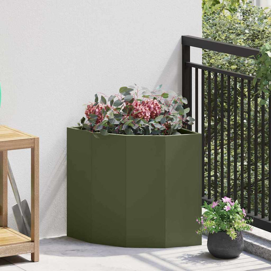 Hoek Plantbak Olijfgroen 45 x 45 x 50 cm Staal